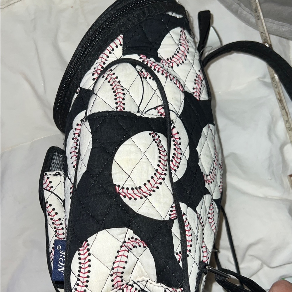 Quilted Baseball Pattern Backpack - Picture 6 of 16
